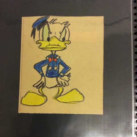 Ein selbstgezeichnetes Bild der Comic-Ente Donald Duck