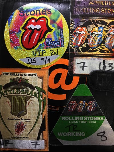 Sammlung mit Backstagep&auml;ssen f&uuml;r Rolling Stones Konzerte